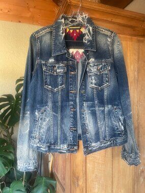UP CYCLED DENIM JACKET W/ EMBROIDERY  I  SIZE  M
